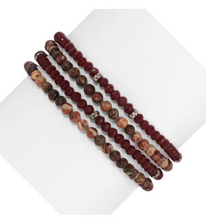 Leopard Skin Mini Gemstone and Crystal Bracelet Set