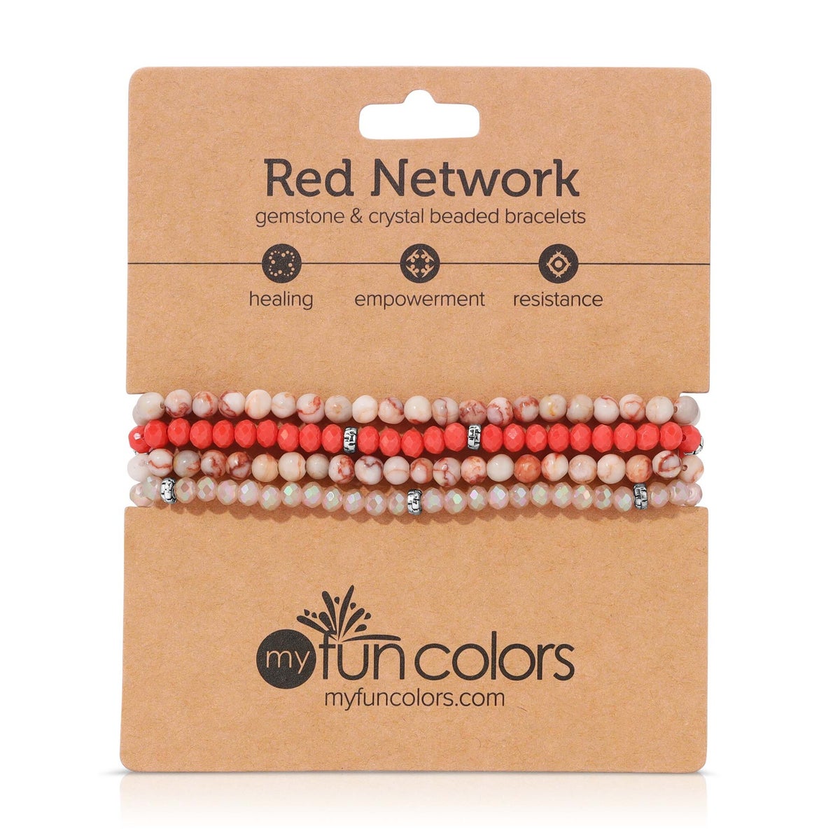 Red Network Mini Gemstone and Crystal Bracelet Set