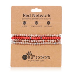 Red Network Mini Gemstone and Crystal Bracelet Set