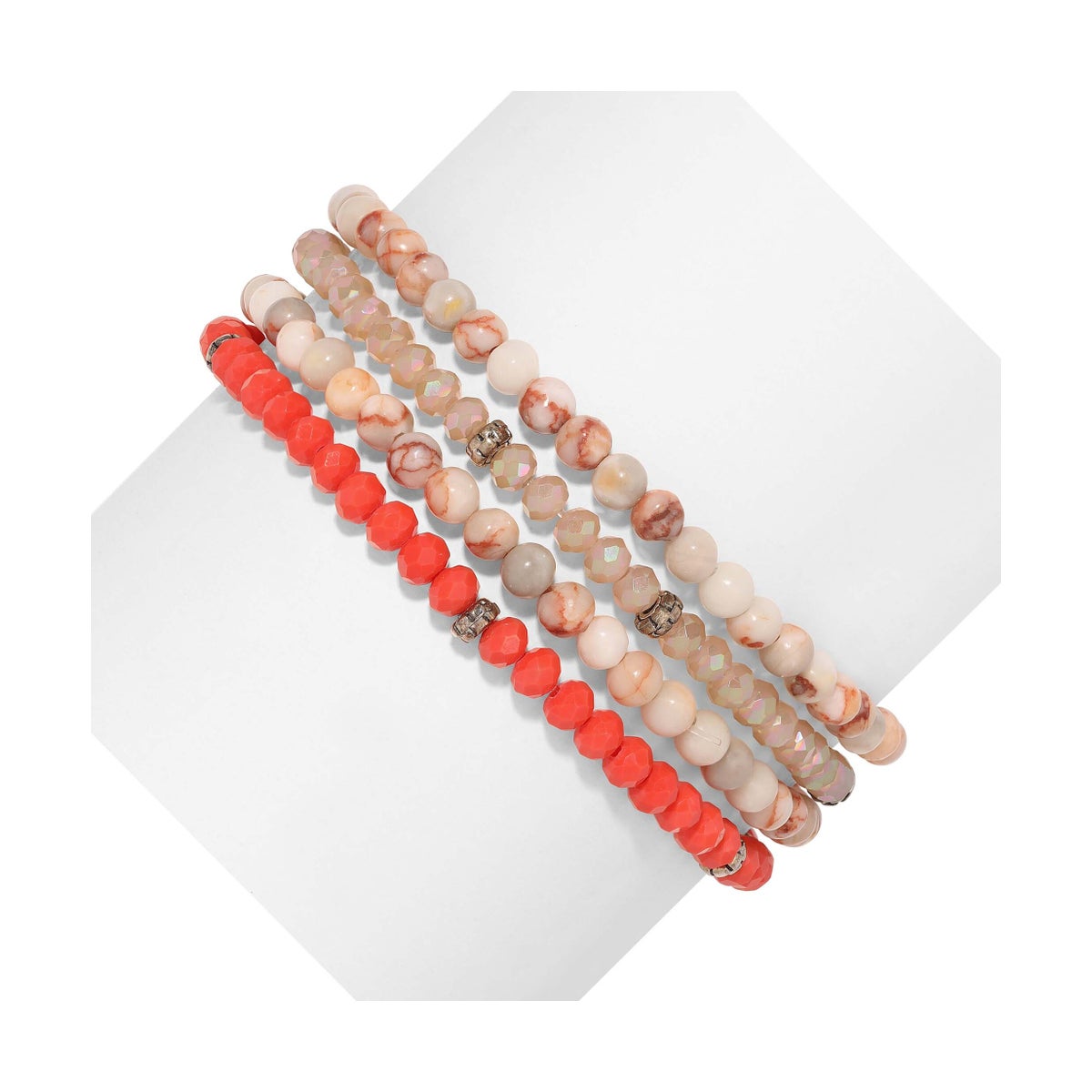 Red Network Mini Gemstone and Crystal Bracelet Set