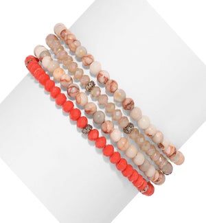 Red Network Mini Gemstone and Crystal Bracelet Set