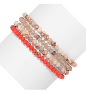 Red Network Mini Gemstone and Crystal Bracelet Set