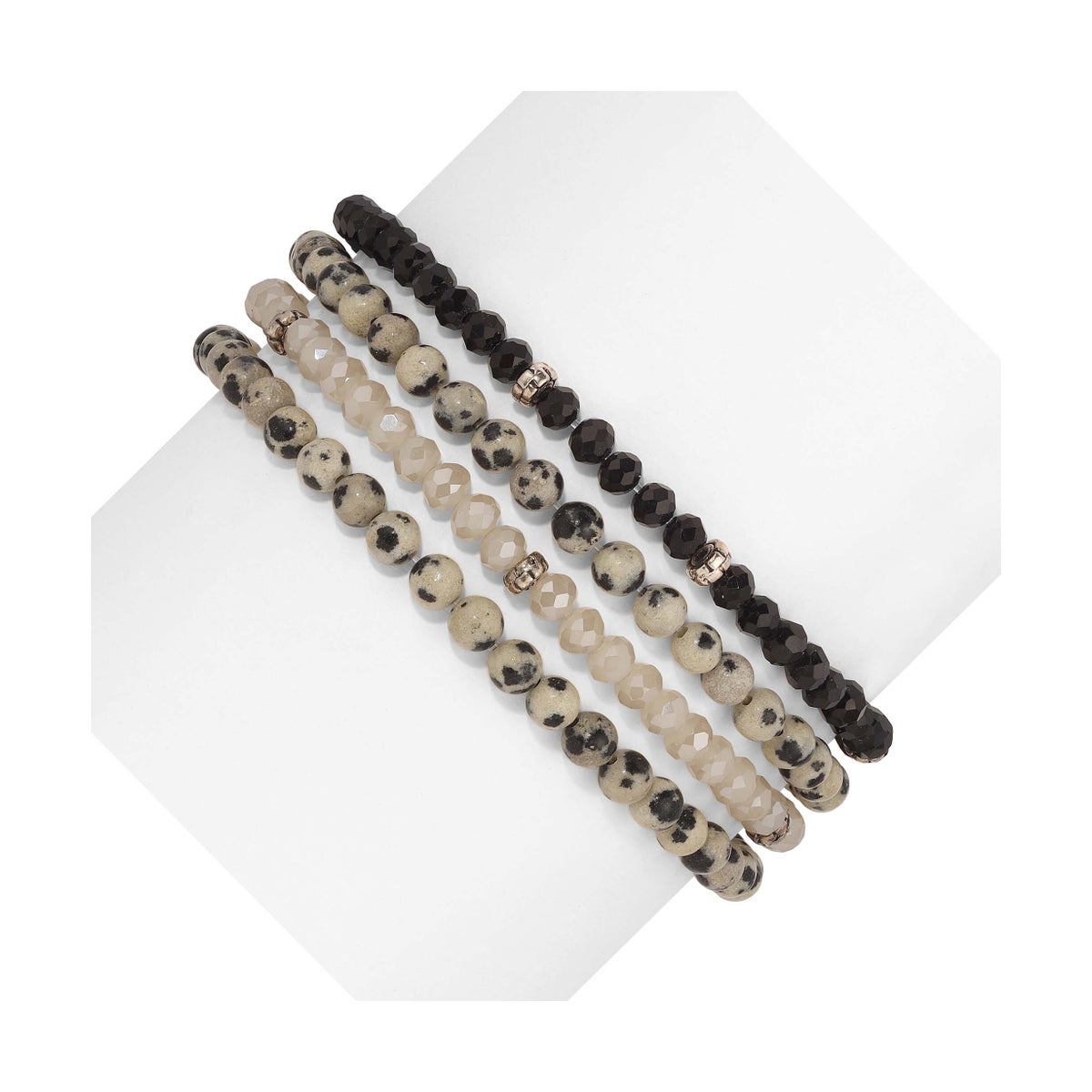 Dalmatian Mini Gemstone and Crystal Bracelet Set