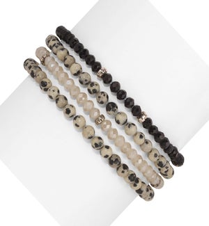 Dalmatian Mini Gemstone and Crystal Bracelet Set