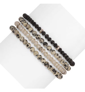 Dalmatian Mini Gemstone and Crystal Bracelet Set