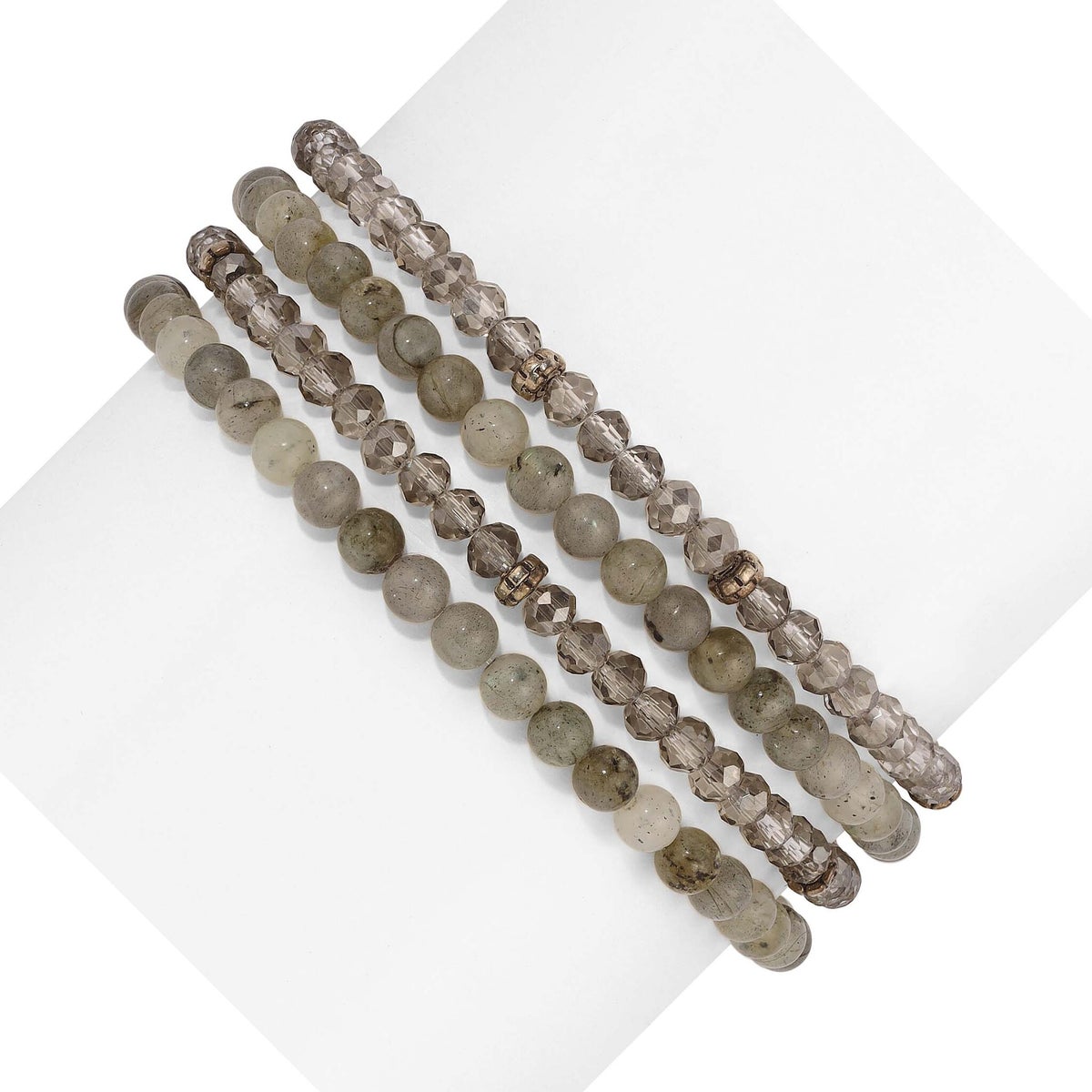 Labradorite Mini Gemstone and Crystal Bracelet Set