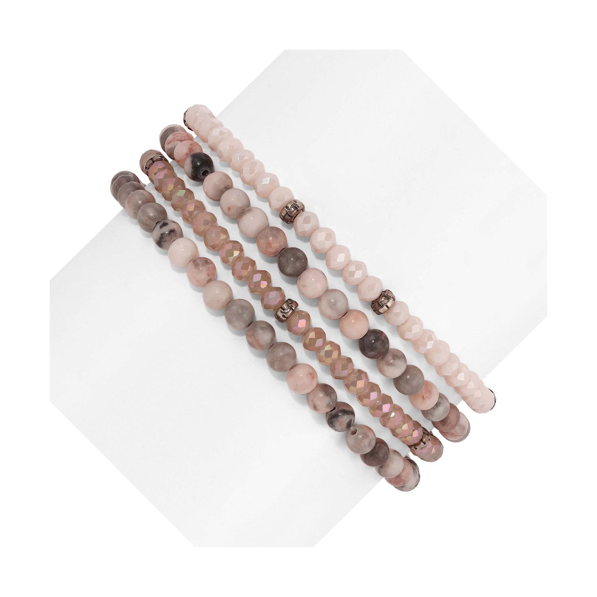 Pink Zebra Jasper Mini Gemstone and Crystal Bracelet