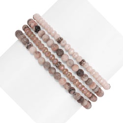 Pink Zebra Jasper Mini Gemstone and Crystal Bracelet