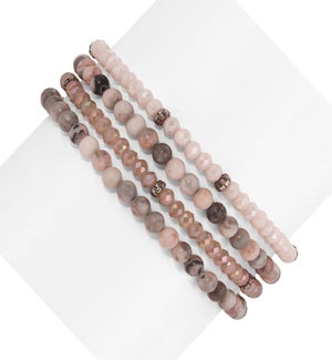 Pink Zebra Jasper Mini Gemstone and Crystal Bracelet