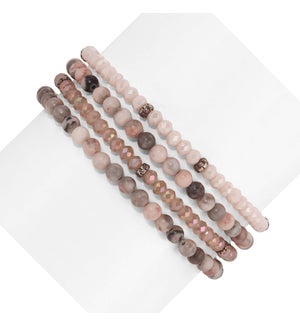 Pink Zebra Jasper Mini Gemstone and Crystal Bracelet