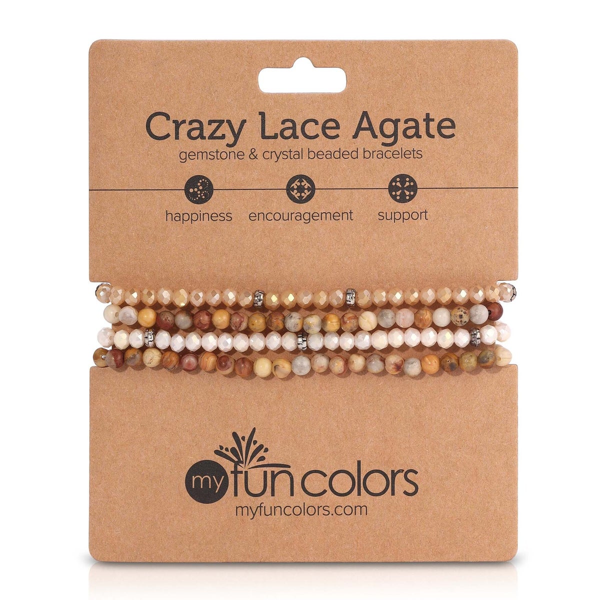 Crazy Agate Mini Gemstone and Crystal Bracelet Set