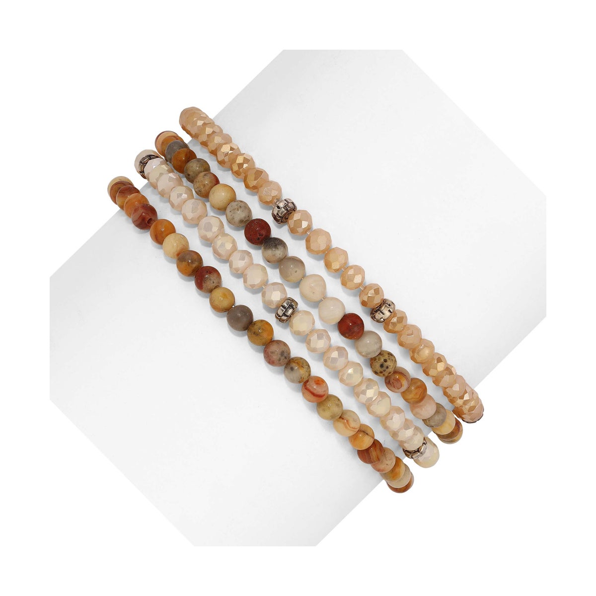 Crazy Agate Mini Gemstone and Crystal Bracelet Set