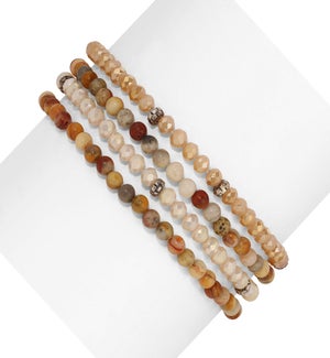 Crazy Agate Mini Gemstone and Crystal Bracelet Set