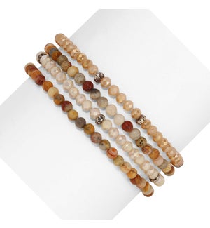 Crazy Agate Mini Gemstone and Crystal Bracelet Set