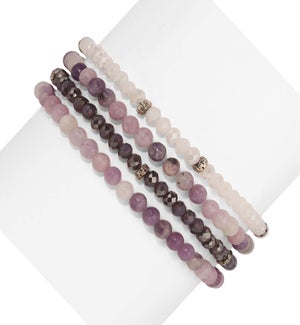 Lilac Jade Mini Gemstone and Crystal Bracelet Set