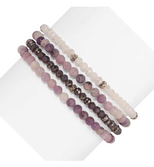 Lilac Jade Mini Gemstone and Crystal Bracelet Set