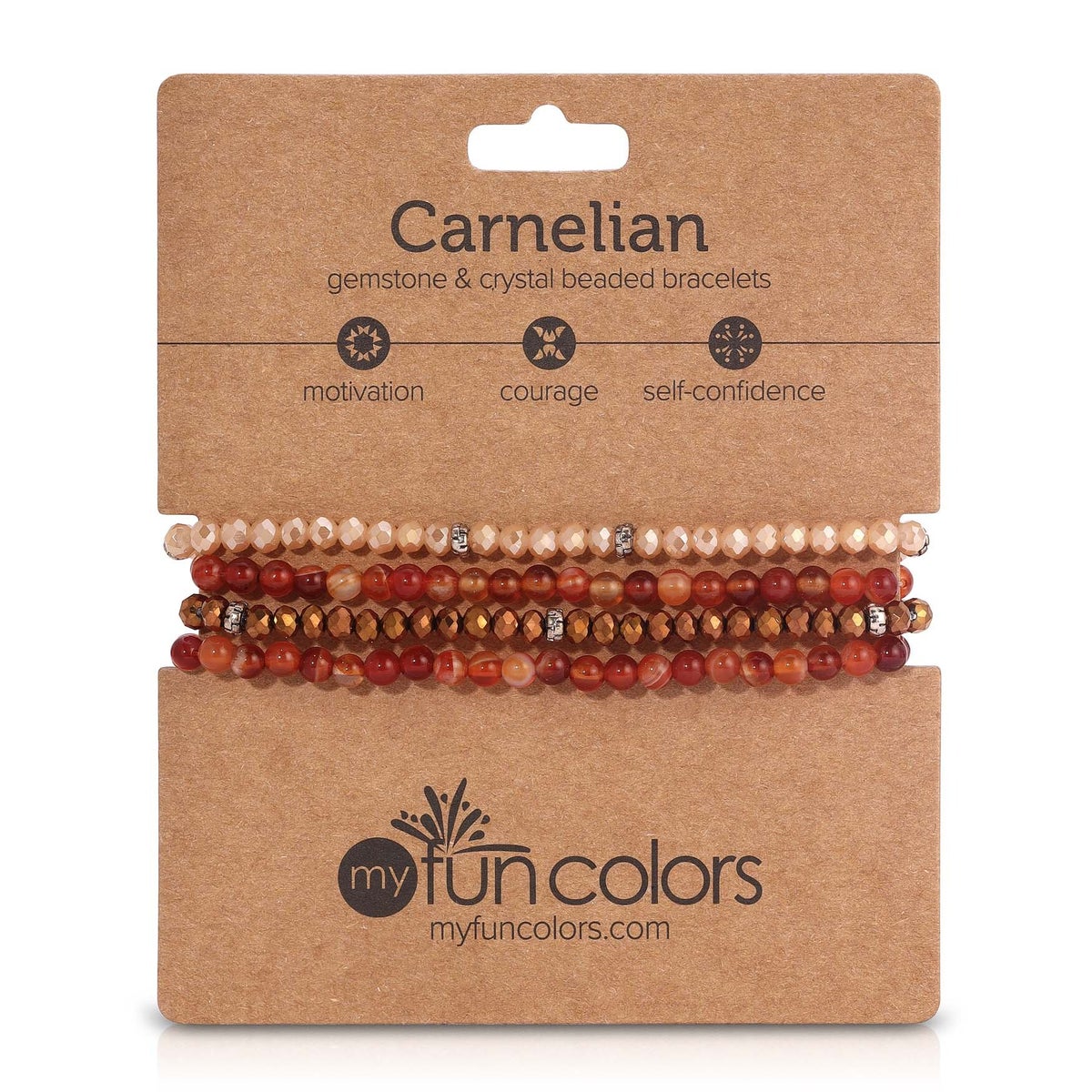 Carnelian Mini Gemstone and Crystal Bracelet Set