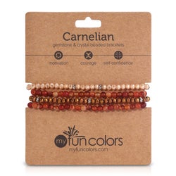 Carnelian Mini Gemstone and Crystal Bracelet Set