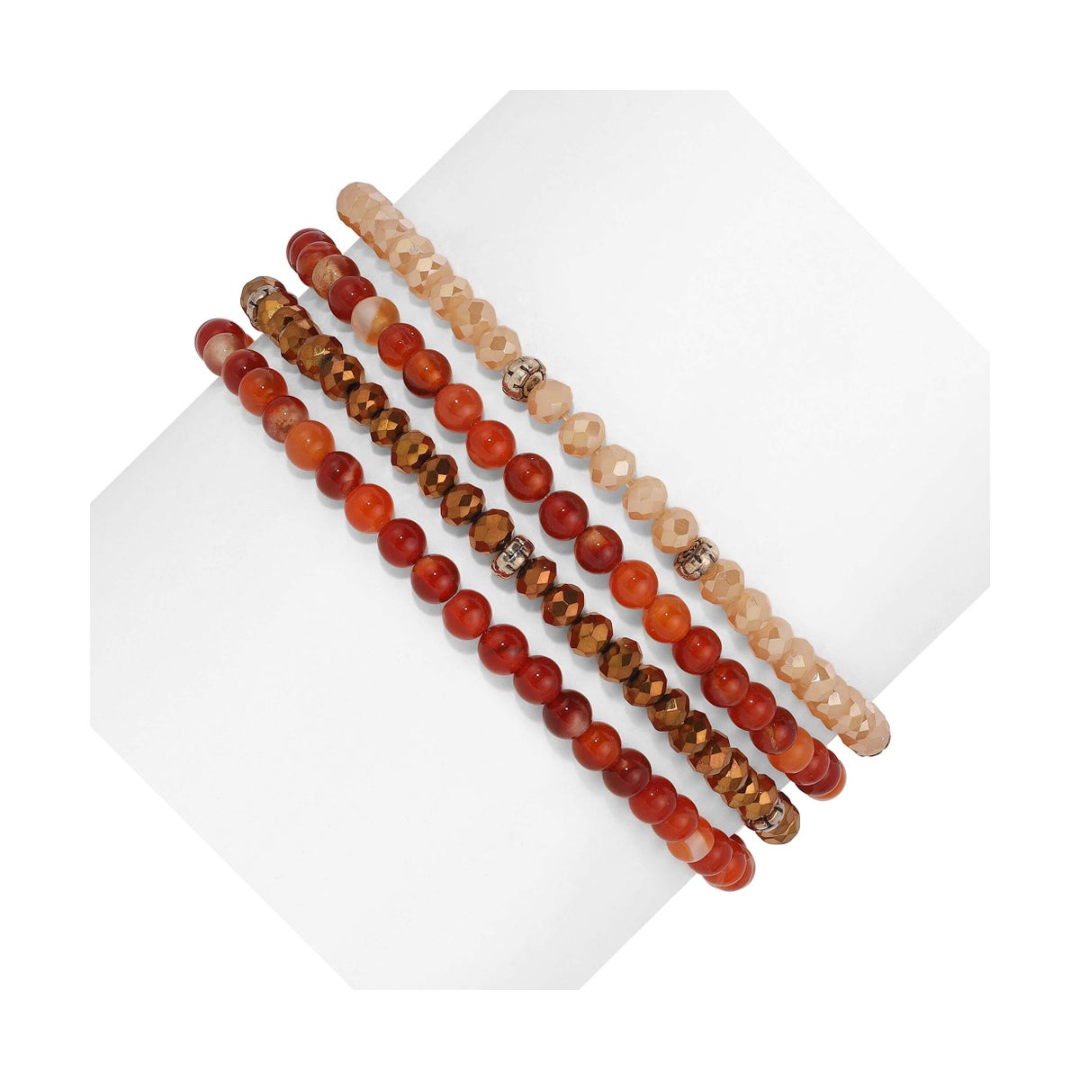 Carnelian Mini Gemstone and Crystal Bracelet Set