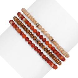 Carnelian Mini Gemstone and Crystal Bracelet Set