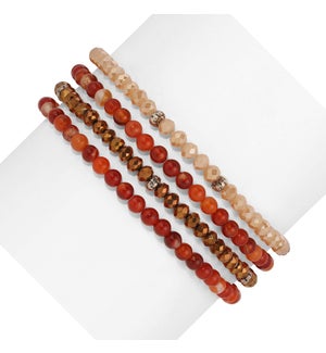 Carnelian Mini Gemstone and Crystal Bracelet Set