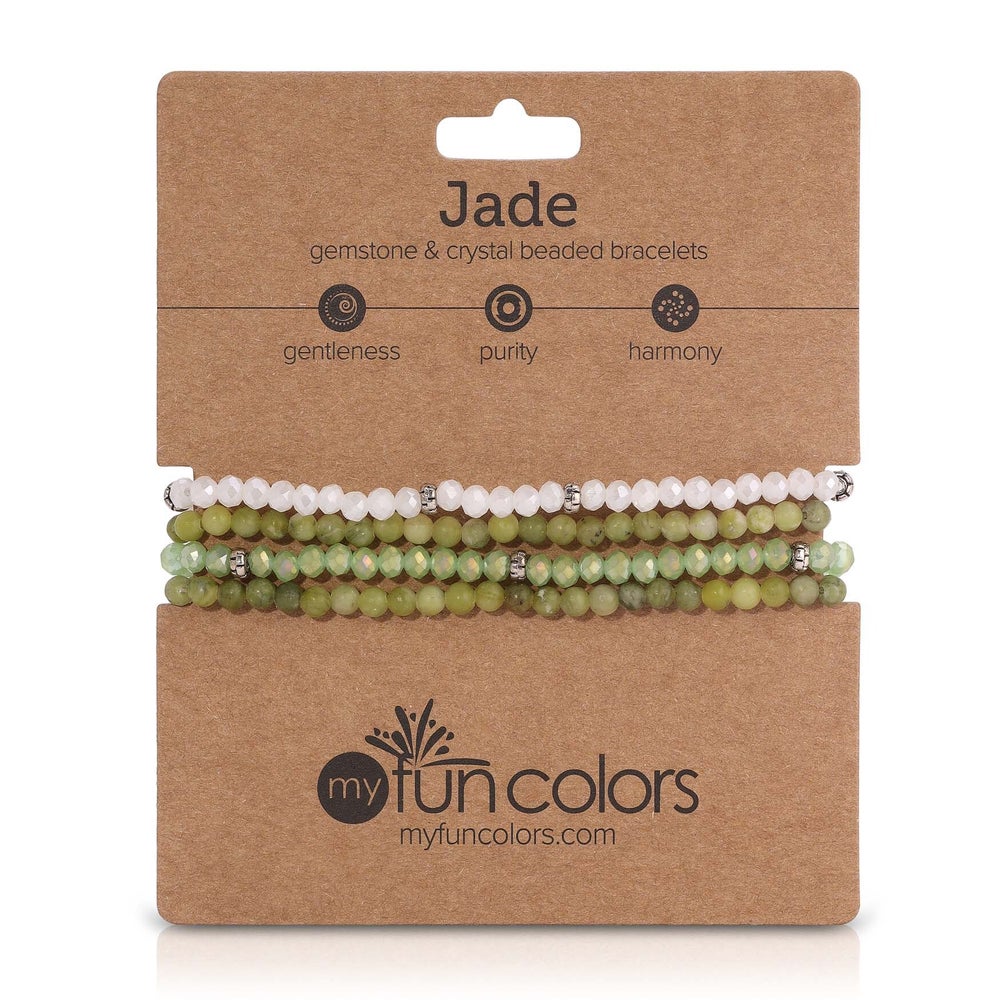 Jade Mini Gemstone and Crystal Bracelet Set