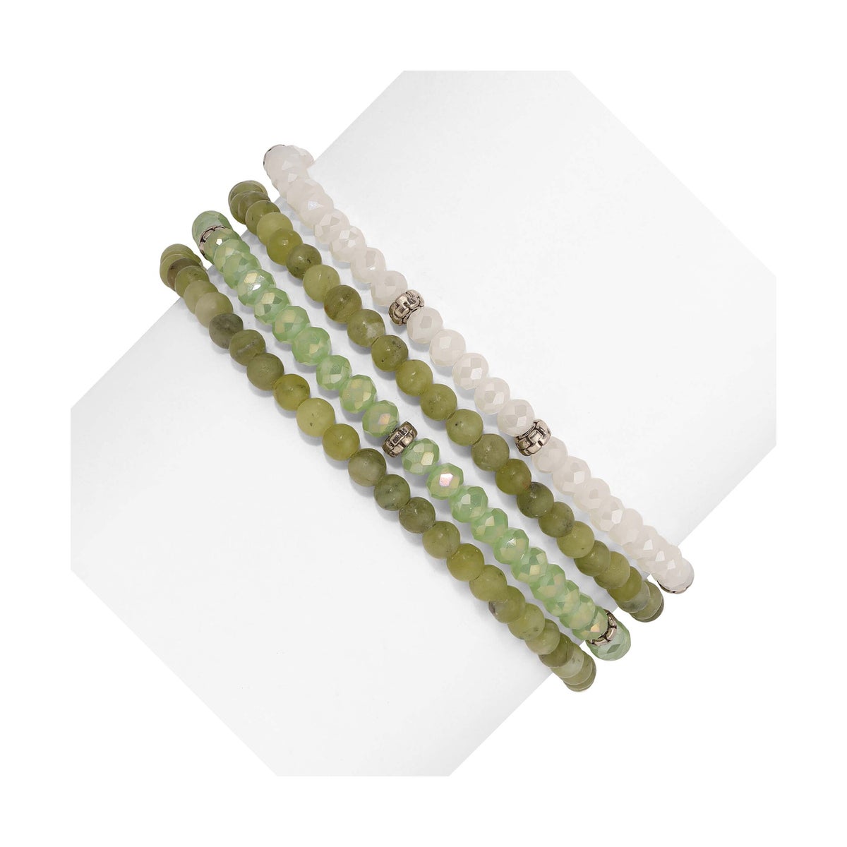 Jade Mini Gemstone and Crystal Bracelet Set