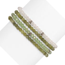 Jade Mini Gemstone and Crystal Bracelet Set