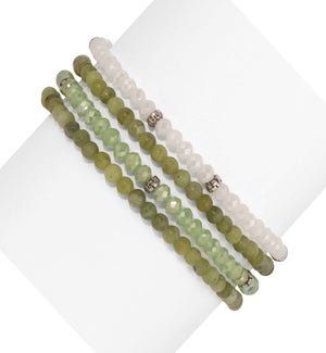 Jade Mini Gemstone and Crystal Bracelet Set