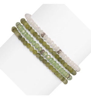 Jade Mini Gemstone and Crystal Bracelet Set