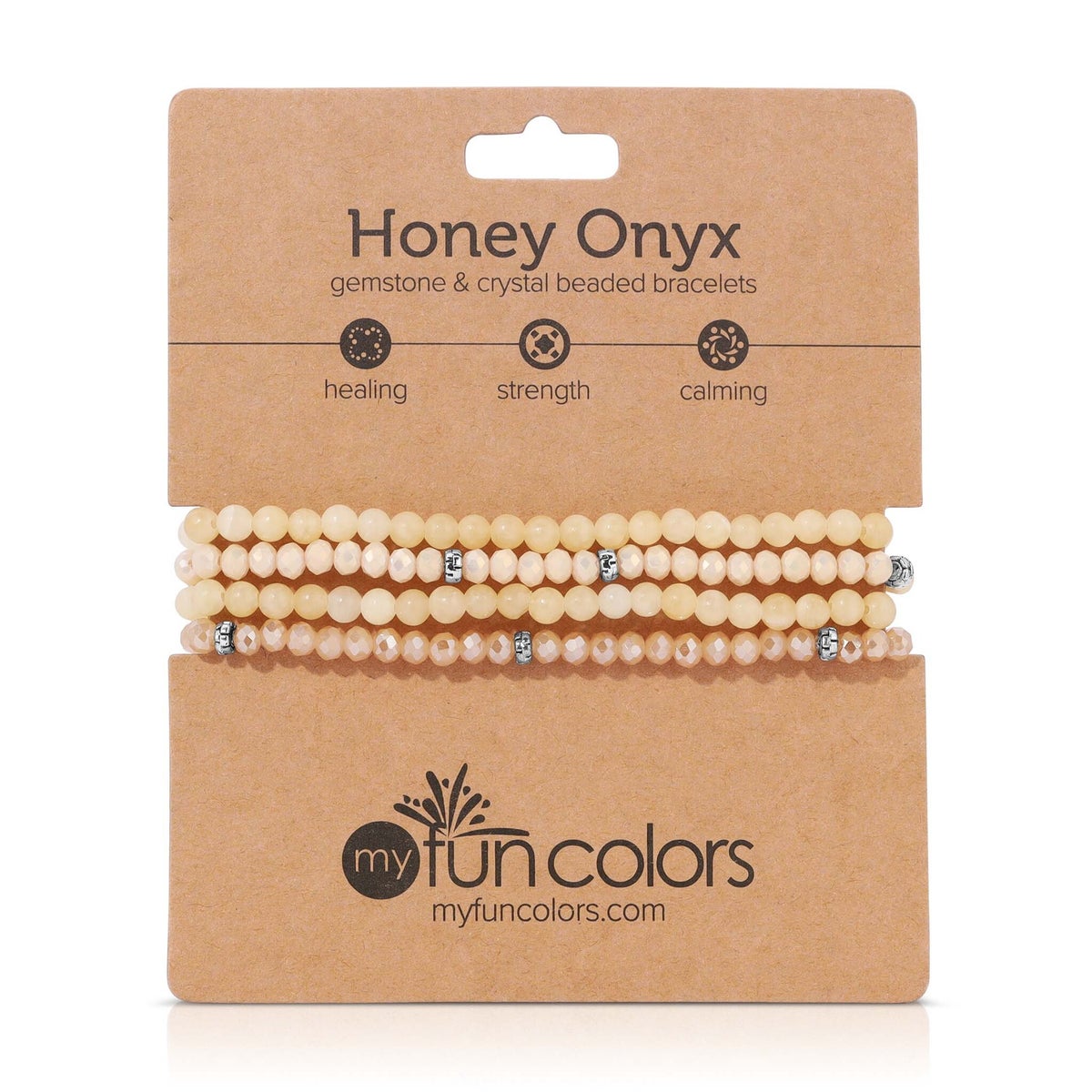 Honey Onyx Mini Gemstone and Crystal Bracelet Set