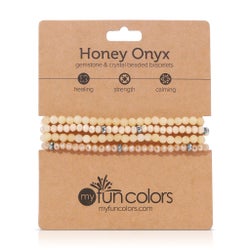Honey Onyx Mini Gemstone and Crystal Bracelet Set