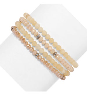 Honey Onyx Mini Gemstone and Crystal Bracelet Set