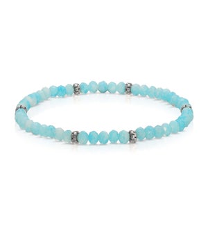 Mini Crystal Bracelet -Blue and White Tie-Dye/Silver