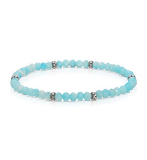 Mini Crystal Bracelet -Blue and White Tie-Dye/Silver