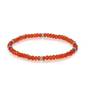Mini Crystal Bracelet - Deep Orange / Silver