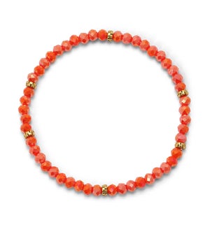 Mini Crystal Bracelet - Bright Coral / Gold Accent