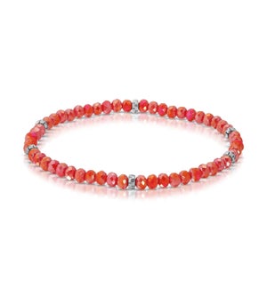 Mini Crystal Bracelet - Bright Coral / Silver