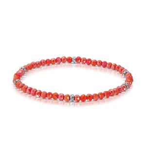 Mini Crystal Bracelet - Bright Coral / Silver
