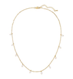 Paperclip Gold Chain - Pearl Drop Necklace