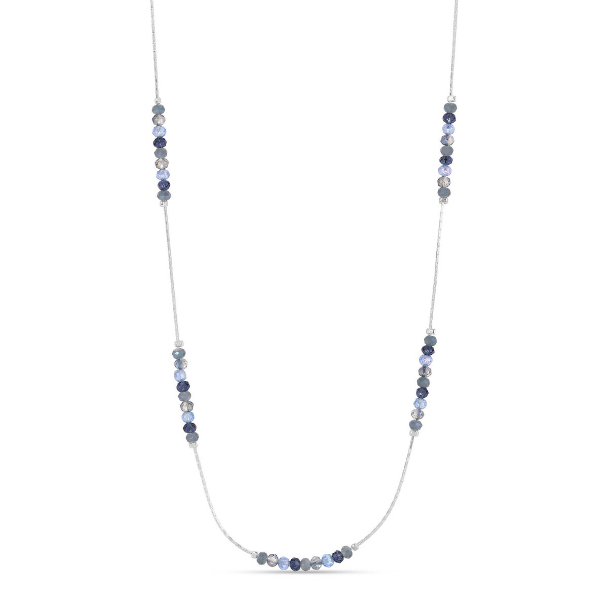 Classic Blue Mini Crystal and Silver Necklace
