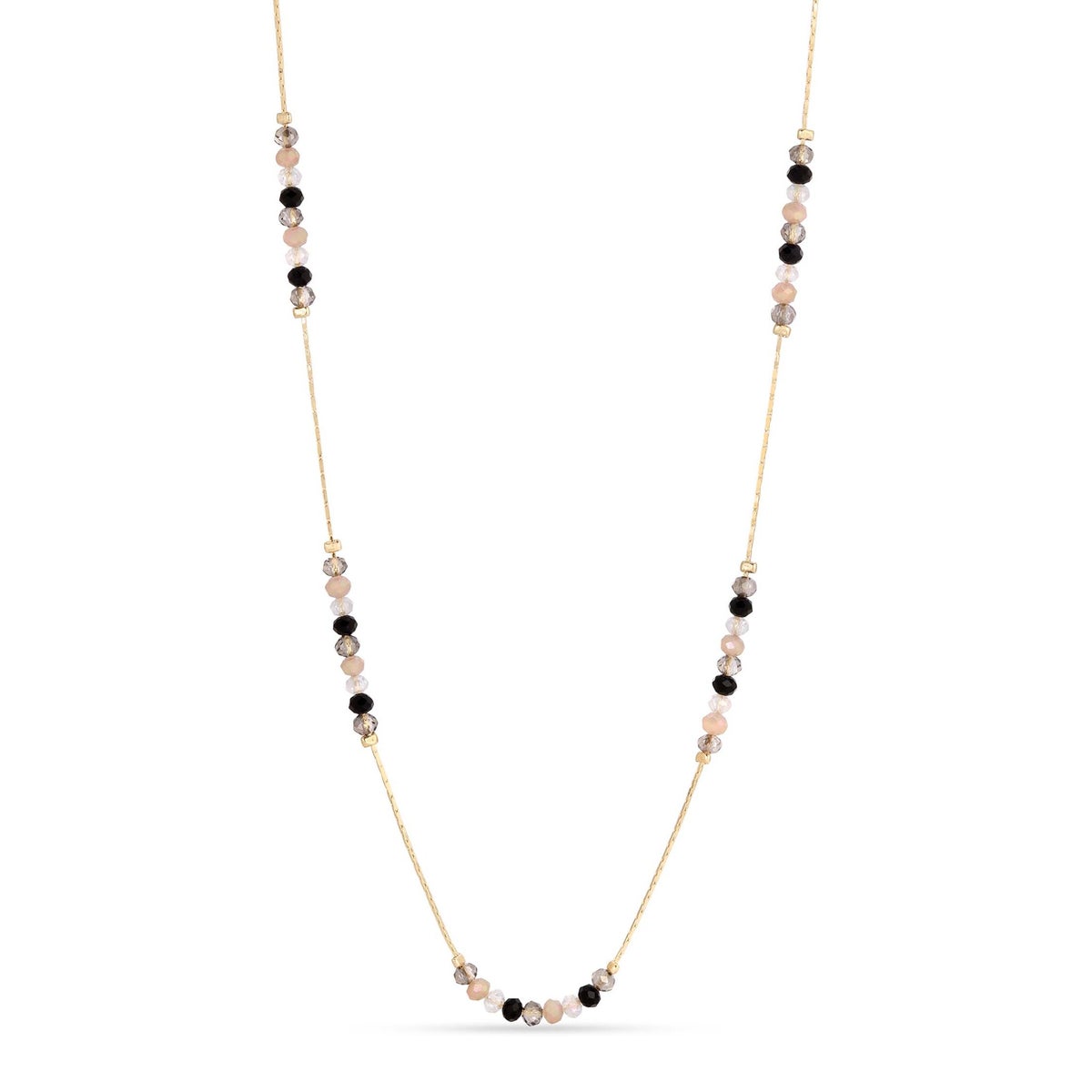 Black and Taupe Mini Crystal and Gold Necklace
