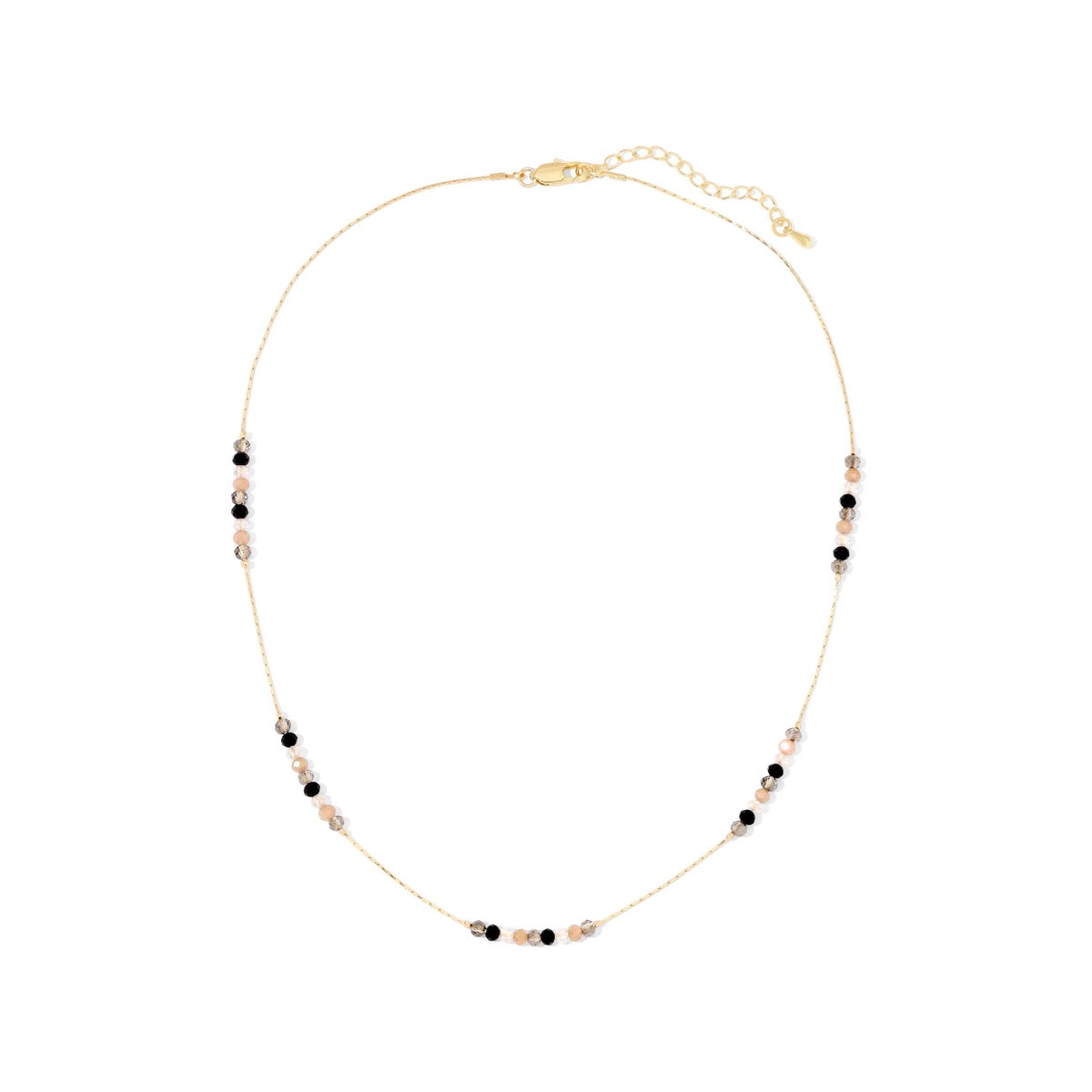 Black and Taupe Mini Crystal and Gold Necklace