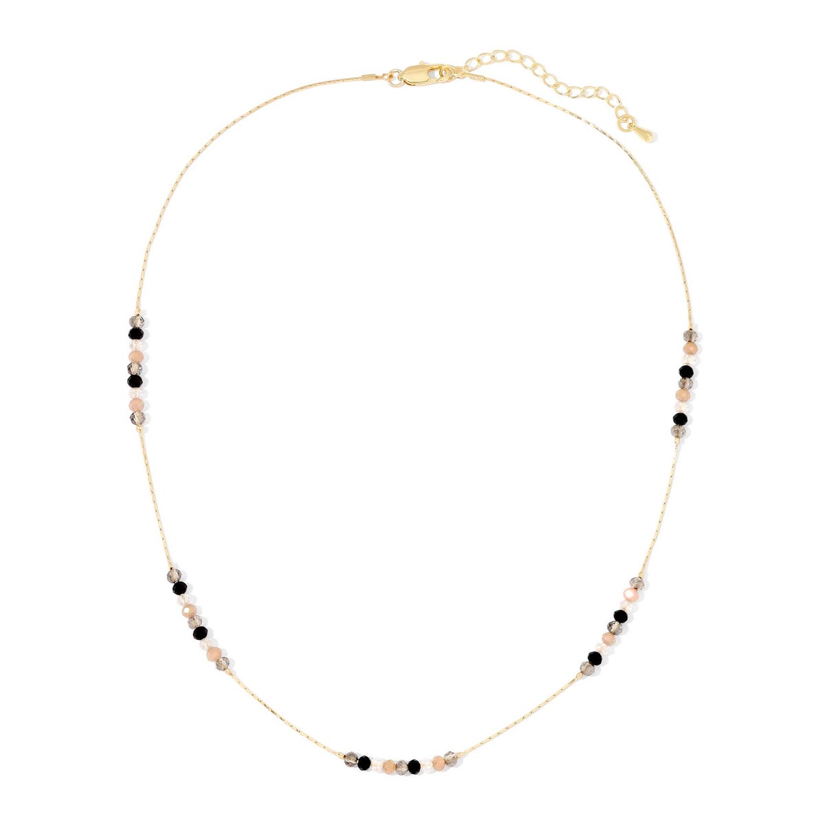 Black and Taupe Mini Crystal and Gold Necklace
