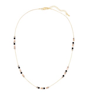 Black and Taupe Mini Crystal and Gold Necklace