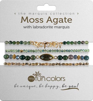 Marquis set - Moss Agate w/ Labradorite / Gold