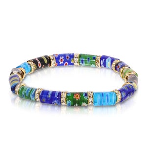Millefiori Glass and Rhinestone stretch Midnight