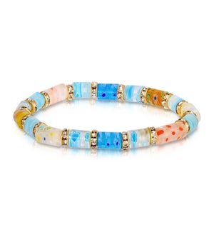 Millefiori Glass and Rhinestone stretch Seaside
