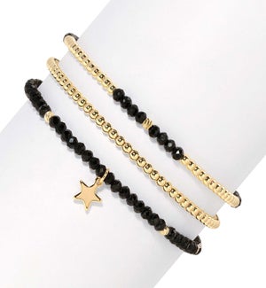 Petite Crystal Set/3 - Black  Crystal / Gold Accen