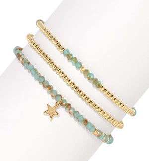 Petite Crystal Set/3 - Sand and Sea Crystal / Gold A